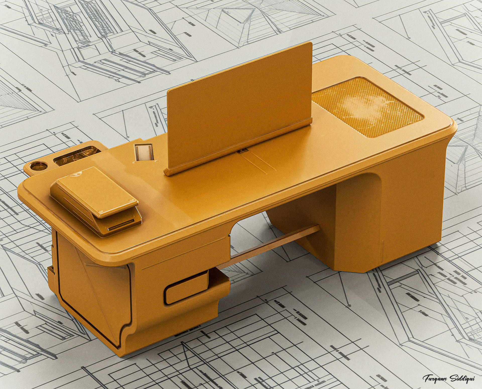 Sci-fi Stylized Office Table PBR Low-poly 3D model_17