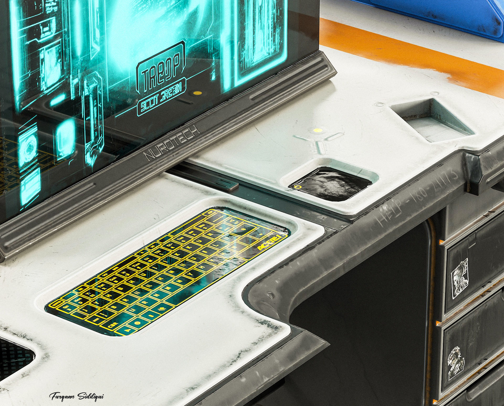 Sci-fi Stylized Office Table PBR Low-poly 3D model_8