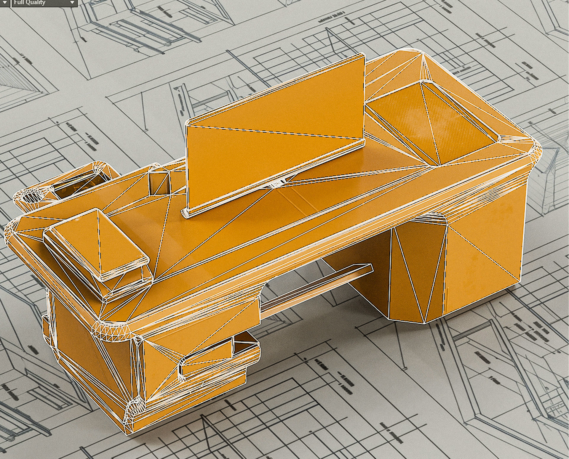 Sci-fi Stylized Office Table PBR Low-poly 3D model_19