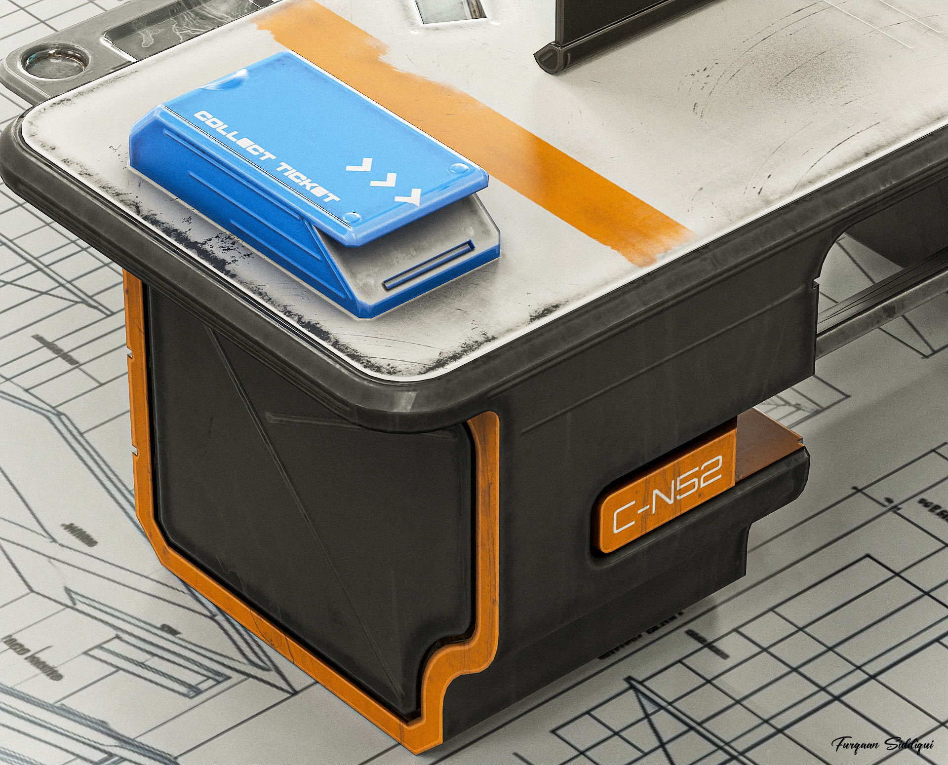 Sci-fi Stylized Office Table PBR Low-poly 3D model_11