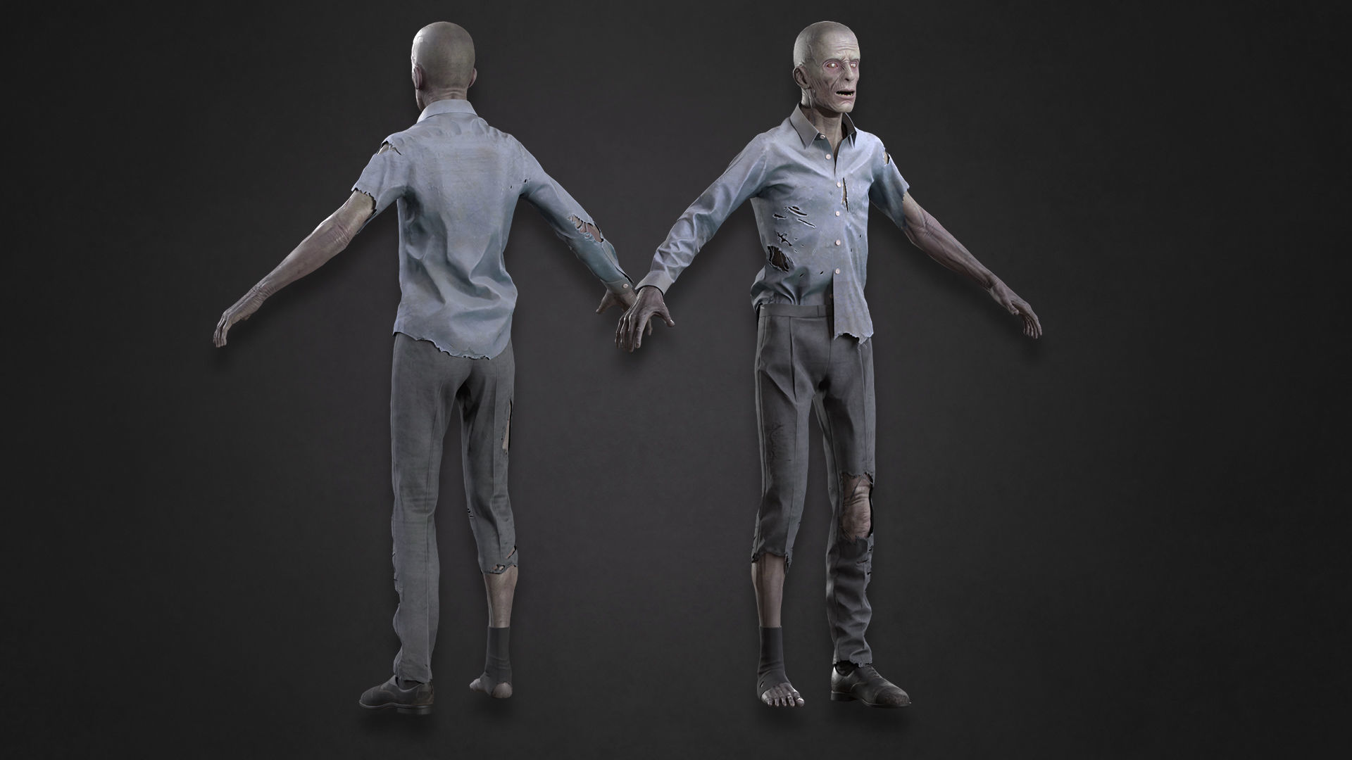 Zombie in Shirt Low-poly 3D model_6