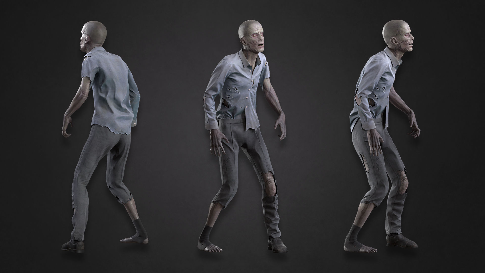 Zombie in Shirt Low-poly 3D model_3