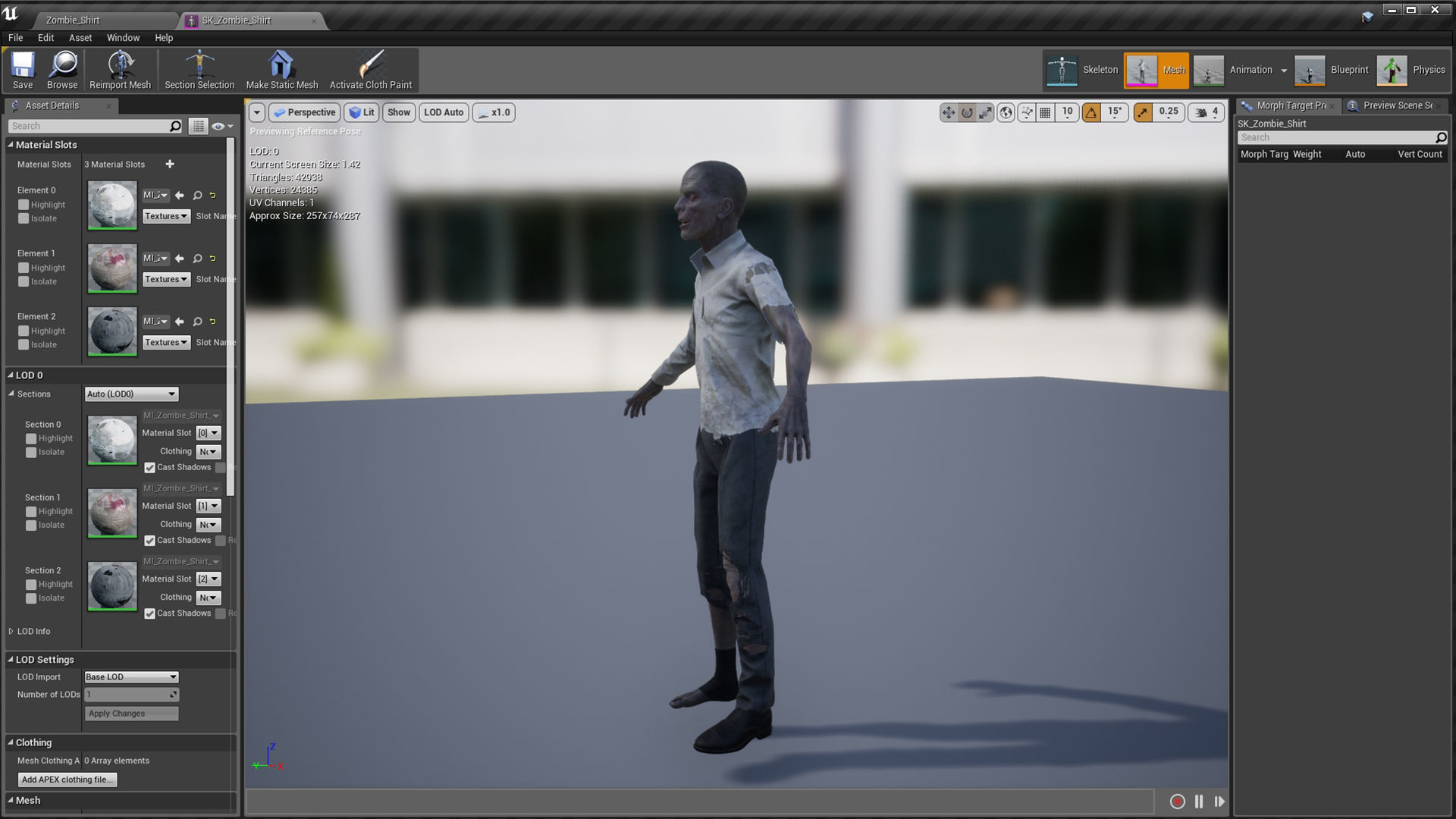 Zombie in Shirt Low-poly 3D model_9