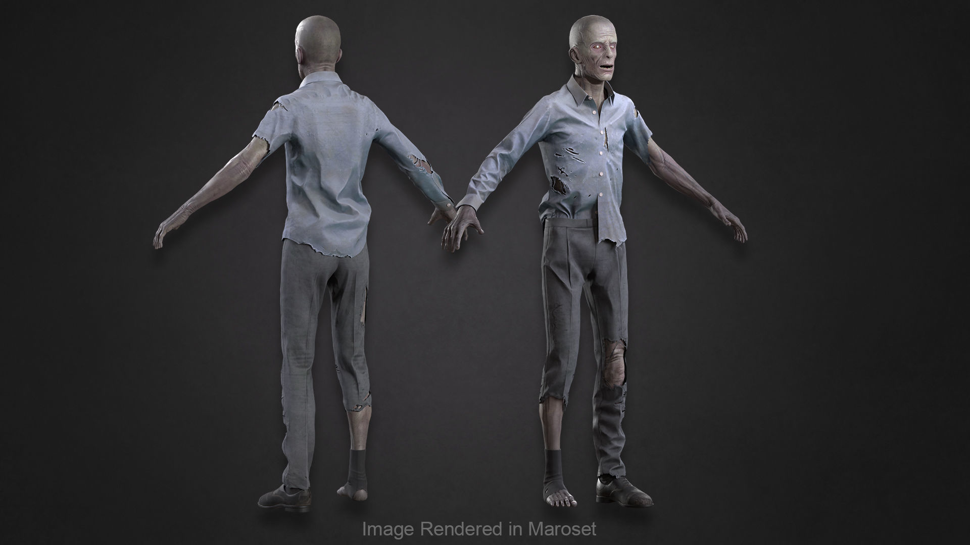 Zombie in Shirt Low-poly 3D model_5