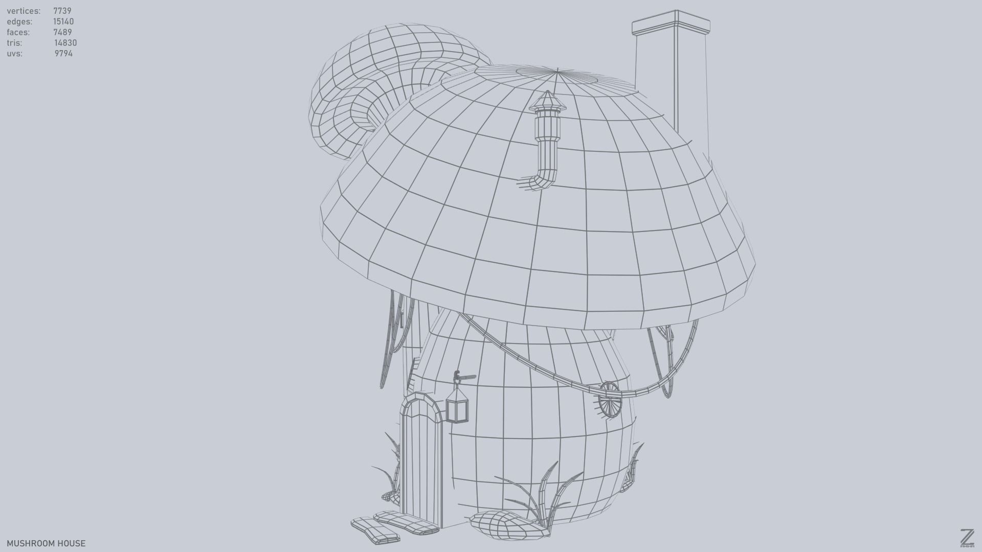 Mushroom house Low-poly 3D model_10