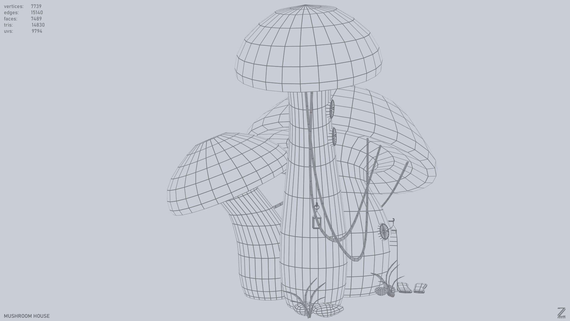 Mushroom house Low-poly 3D model_14