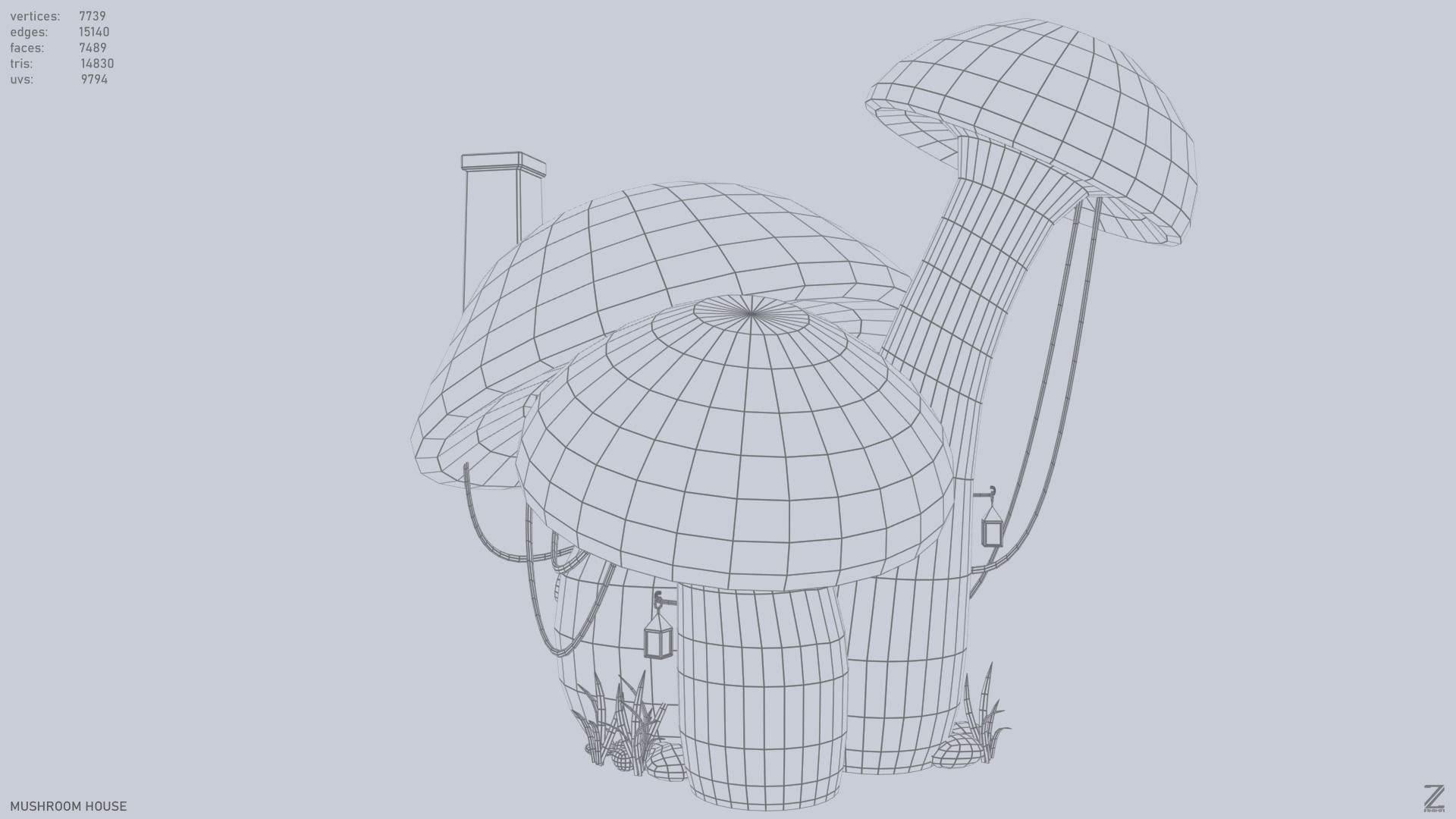 Mushroom house Low-poly 3D model_13