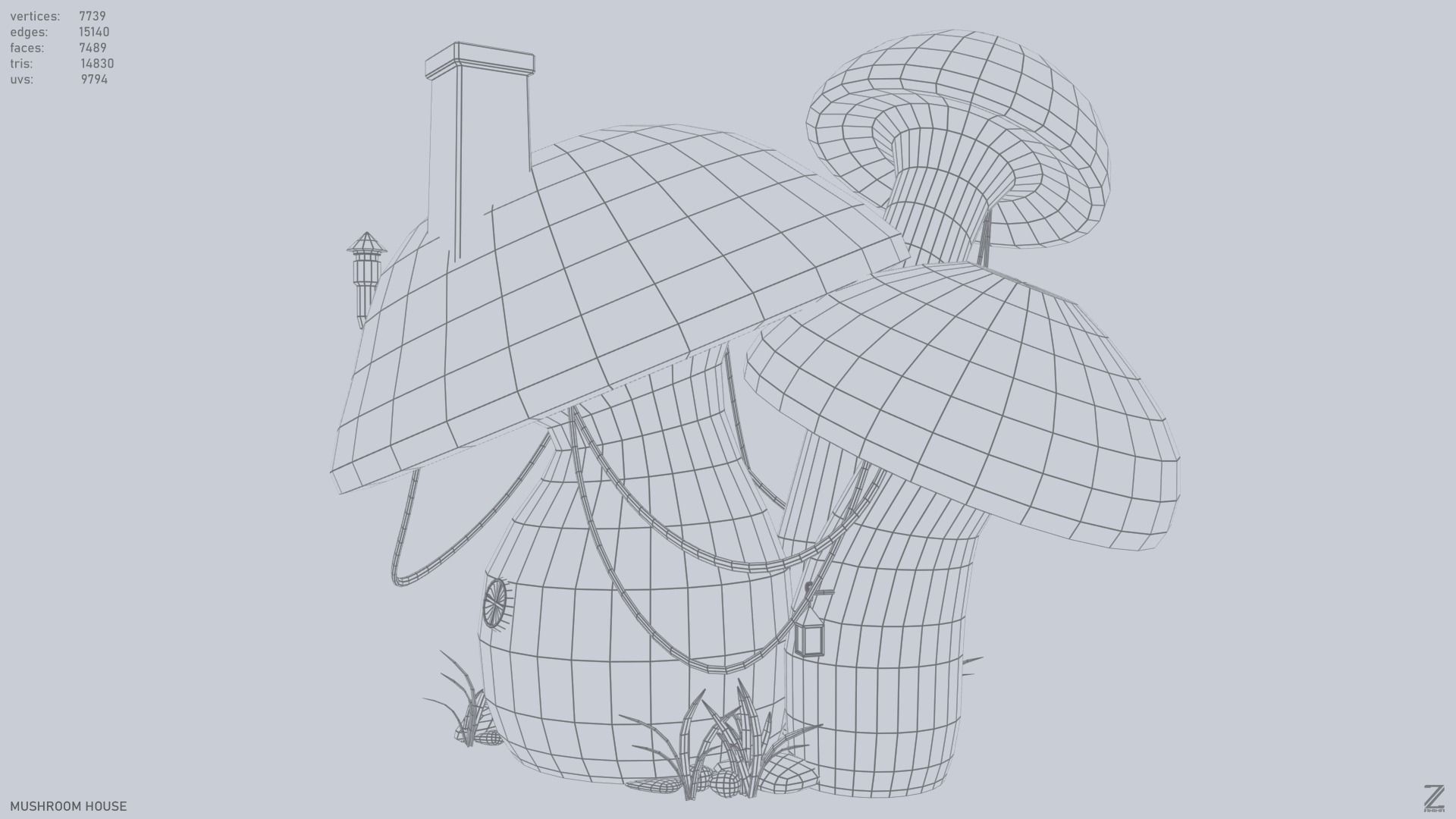 Mushroom house Low-poly 3D model_12