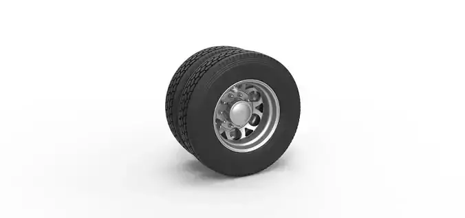 Rear custom wheel of semi truck Version 15 Scale 1 to 25