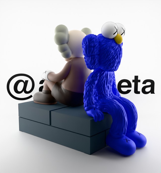 Kaws BFF Seeing x Companion Watching Textured Low-poly 3D model_32