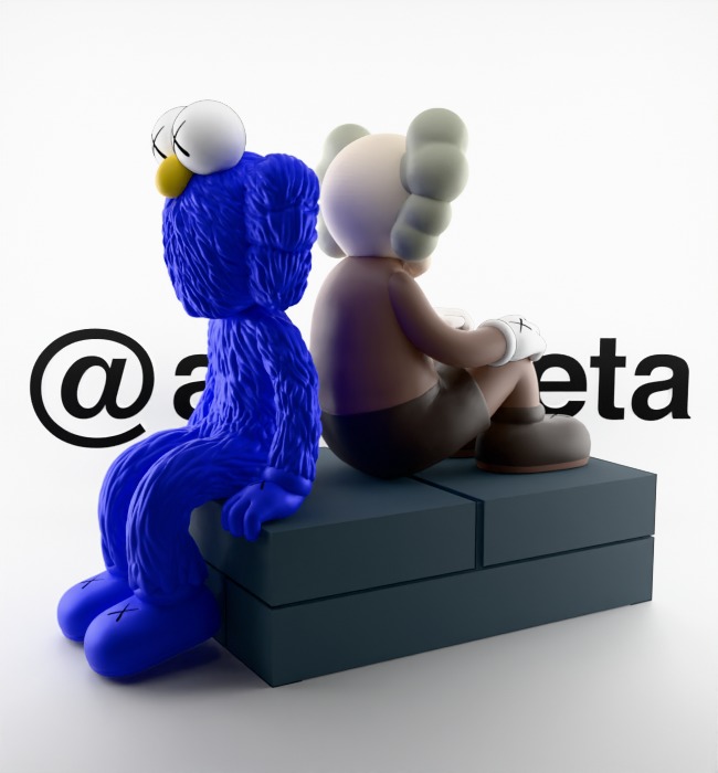 Kaws BFF Seeing x Companion Watching Textured Low-poly 3D model_7