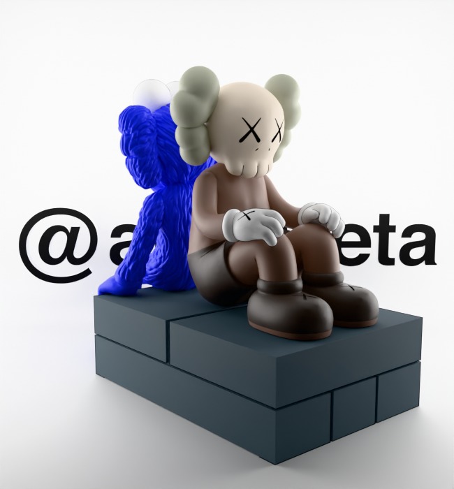 Kaws BFF Seeing x Companion Watching Textured Low-poly 3D model_15