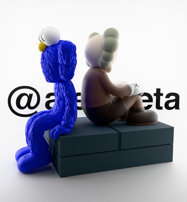 Kaws BFF Seeing x Companion Watching Textured Low-poly 3D model_8