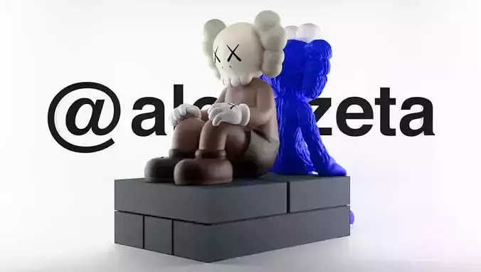 Kaws BFF Seeing x Companion Watching Textured Low-poly 3D model