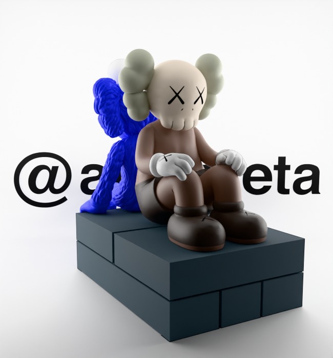 Kaws BFF Seeing x Companion Watching Textured Low-poly 3D model_16