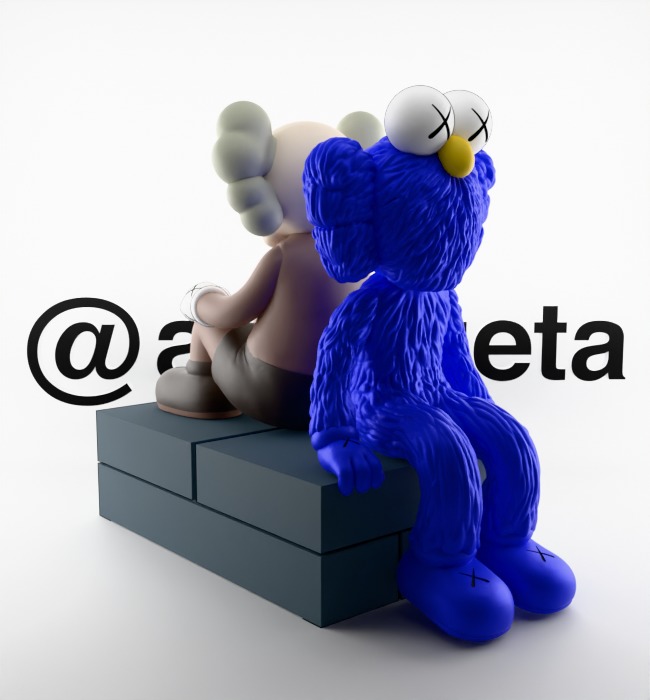 Kaws BFF Seeing x Companion Watching Textured Low-poly 3D model_33