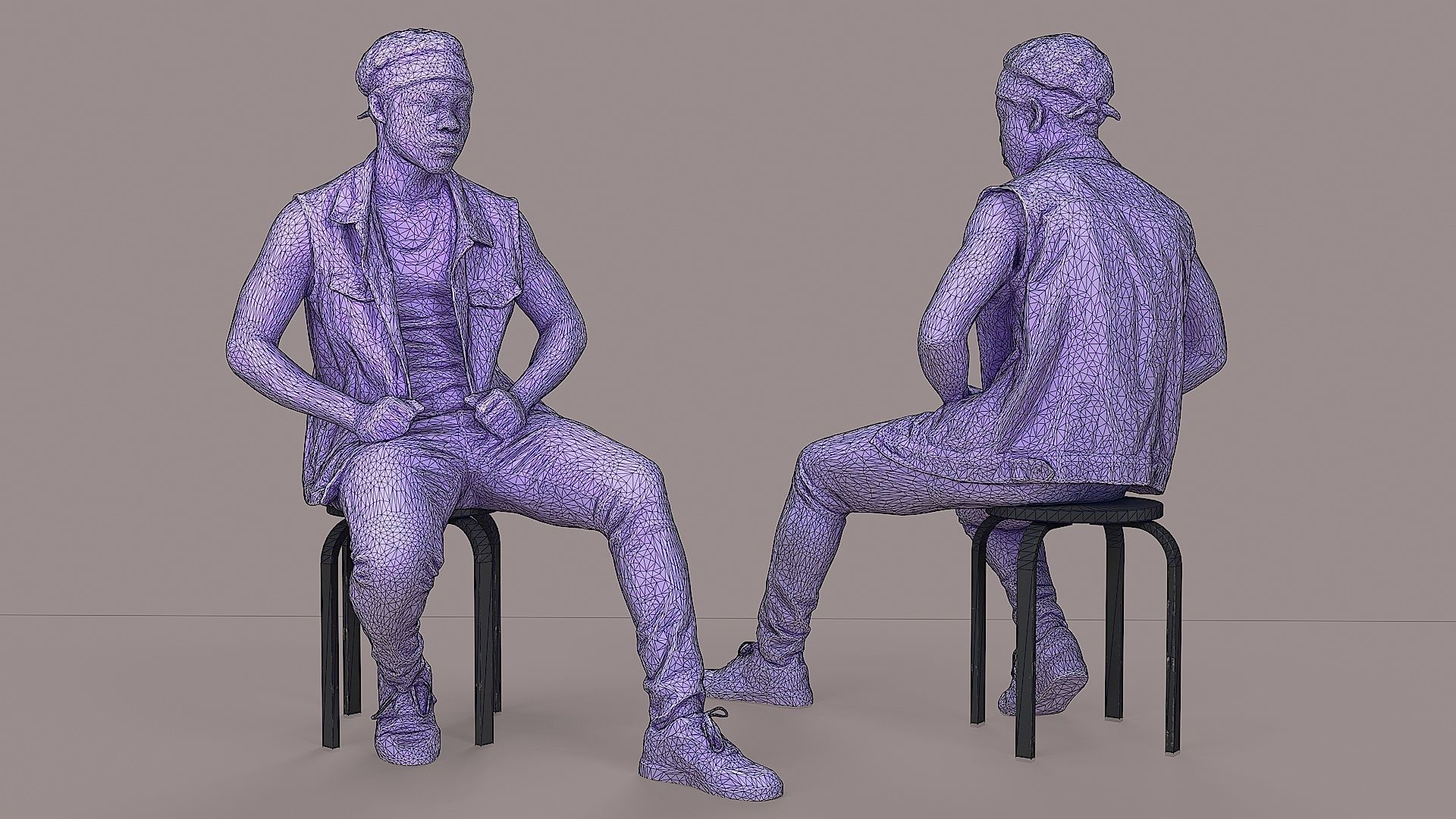 Sitting Man Bandana Clad Denim Rebel  3D model_3
