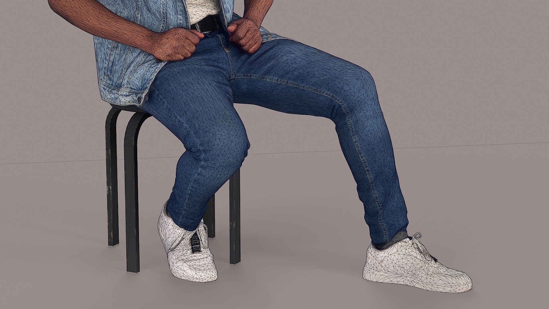 Sitting Man Bandana Clad Denim Rebel  3D model_12