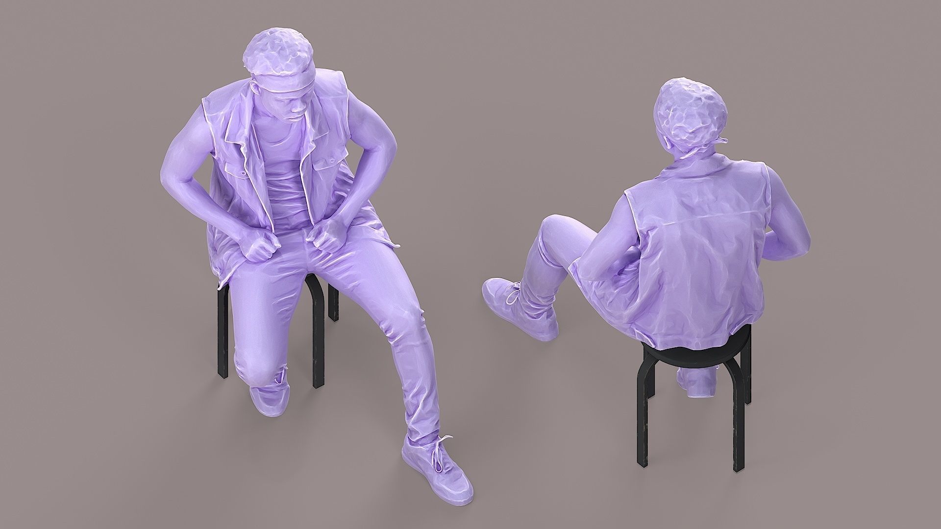 Sitting Man Bandana Clad Denim Rebel  3D model_6