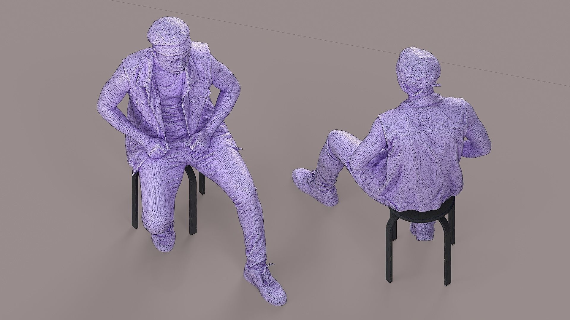 Sitting Man Bandana Clad Denim Rebel  3D model_7