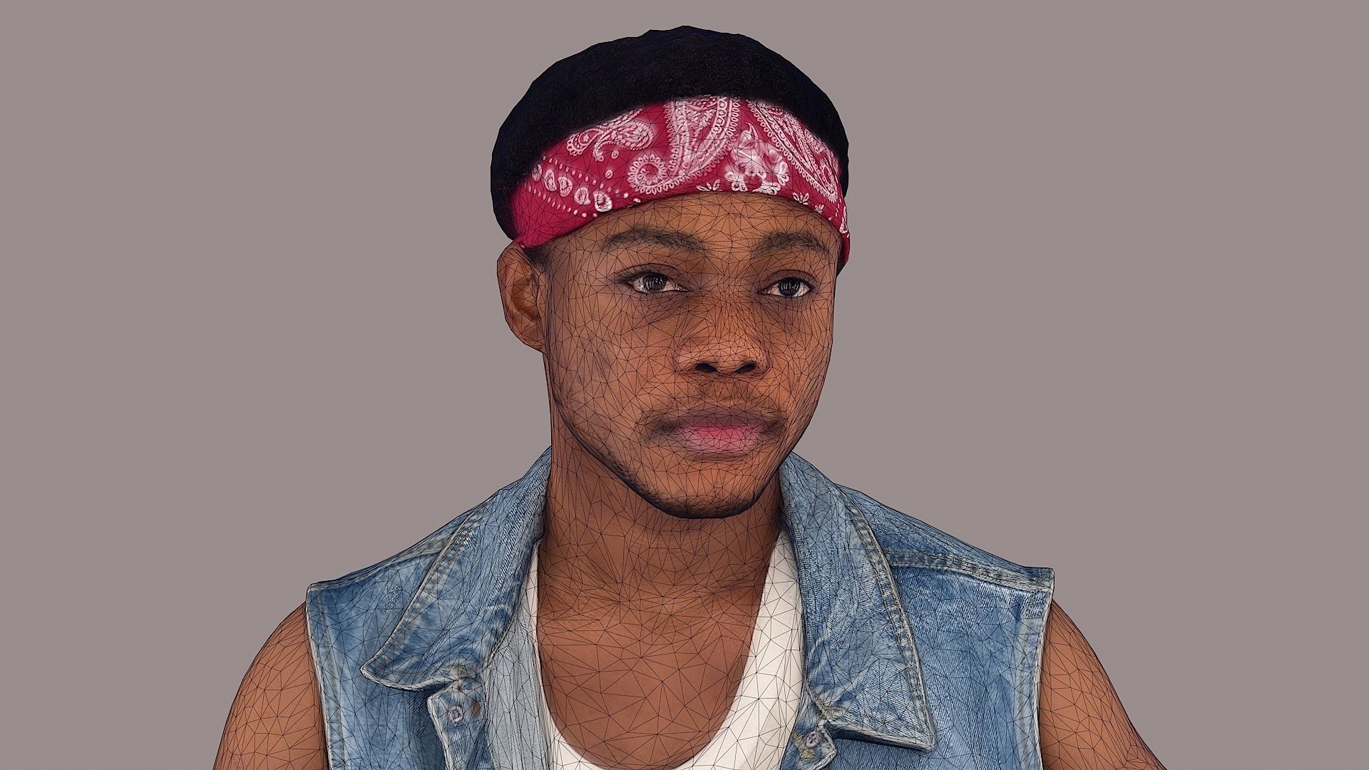 Sitting Man Bandana Clad Denim Rebel  3D model_8