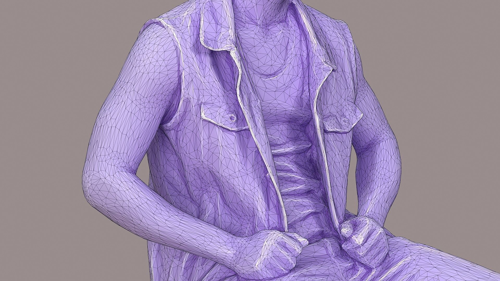 Sitting Man Bandana Clad Denim Rebel  3D model_11