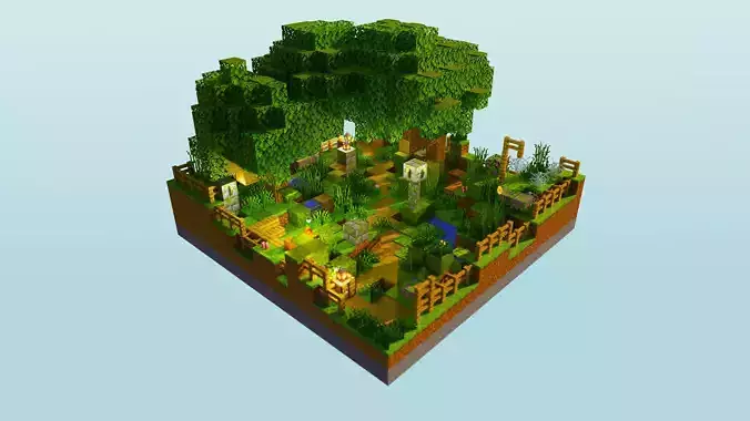 The Travelers Path - A Minecraft Journey Tile Low-poly 3D model