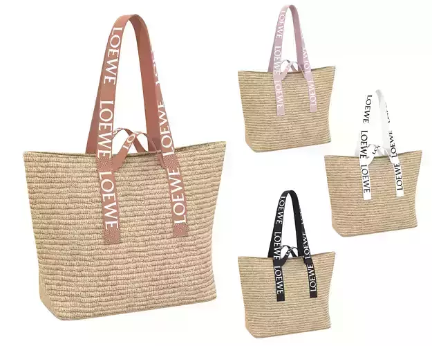 Loewe Fold Raffia Shopper Bag Low-poly 3D model