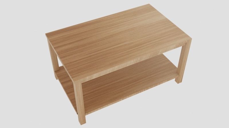 Wooden coffee table Low-poly 3D model_1
