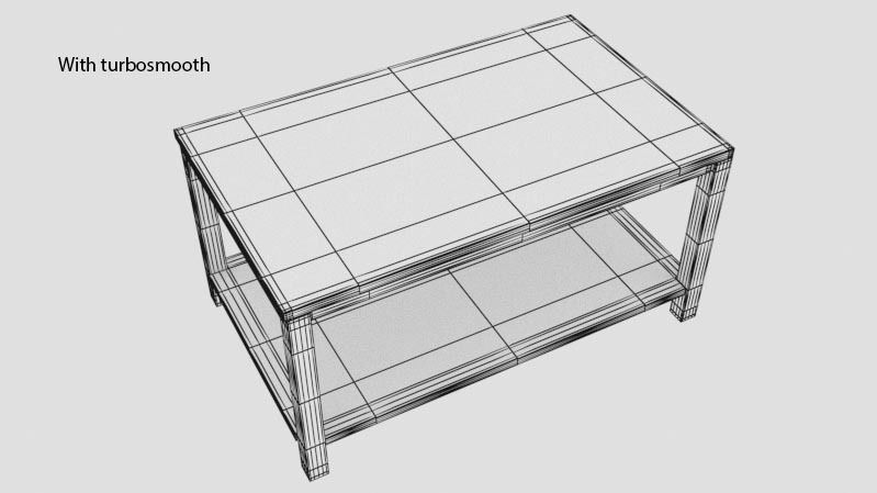 Wooden coffee table Low-poly 3D model_4