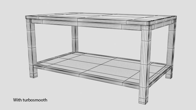 Wooden coffee table Low-poly 3D model_9