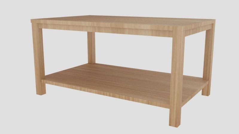 Wooden coffee table Low-poly 3D model_6