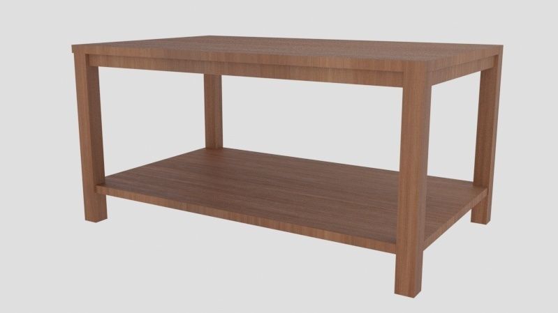 Wooden coffee table Low-poly 3D model_5