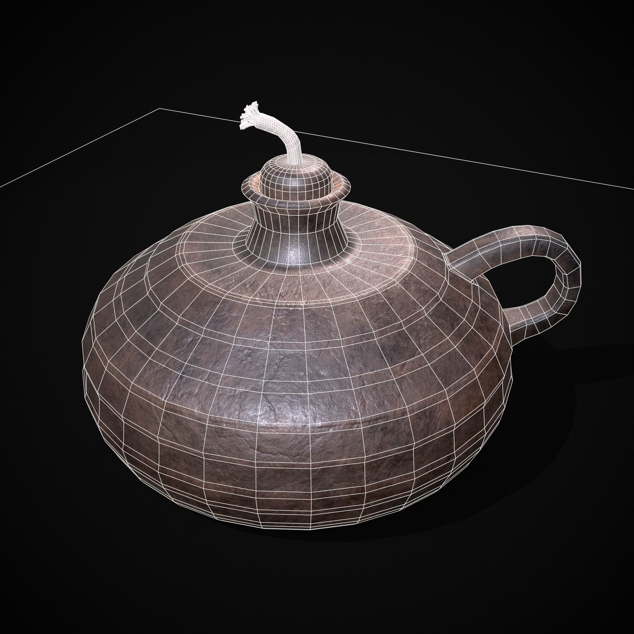 Celtic Oil Lamp Low-poly 3D model_4