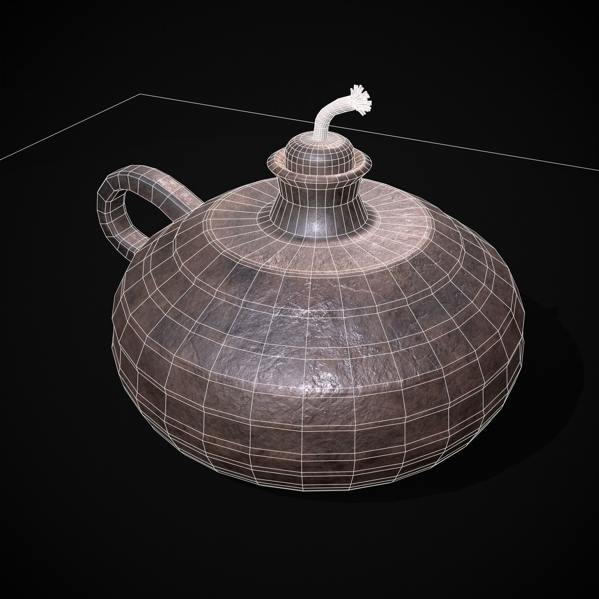 Celtic Oil Lamp Low-poly 3D model_2