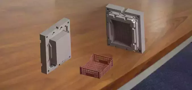 Basket Plastic injection mold with part 3D model