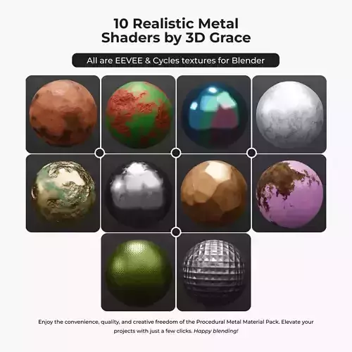 10 Realistic Metal Shaders by 3D Grace Texture