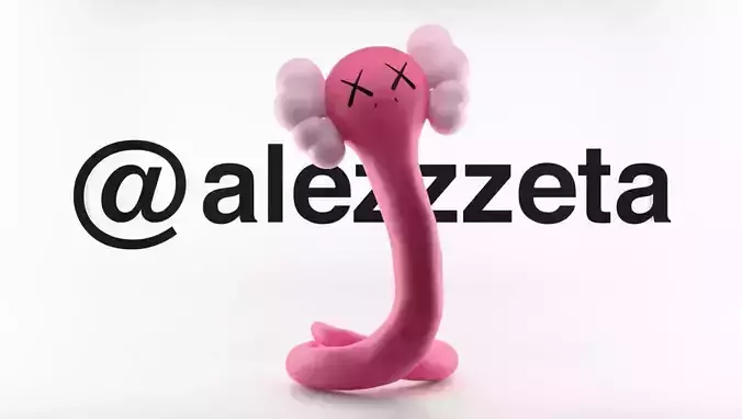 Kaws Bendy Snake Textured Low-poly 3D model