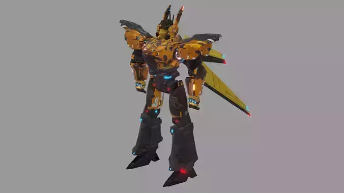 sci-fi robot humanoid Low-poly 3D model