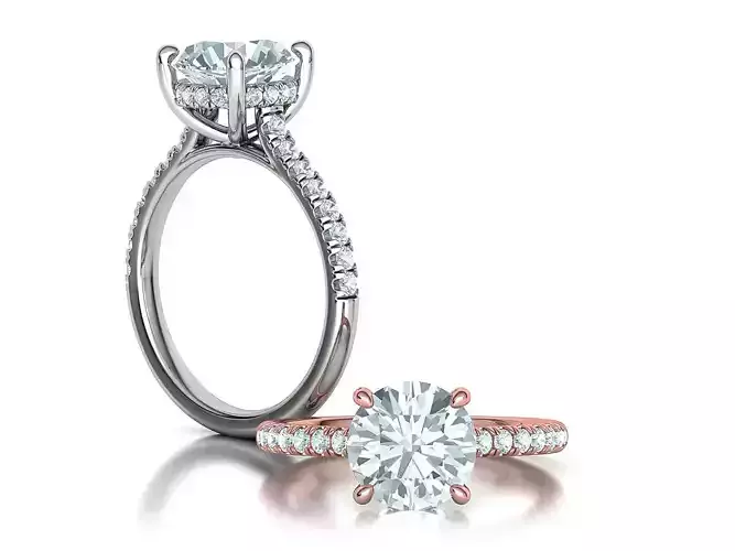 Classic Engagement Ring 4claw design 2ct diamond stone 3dmodel 3D print model