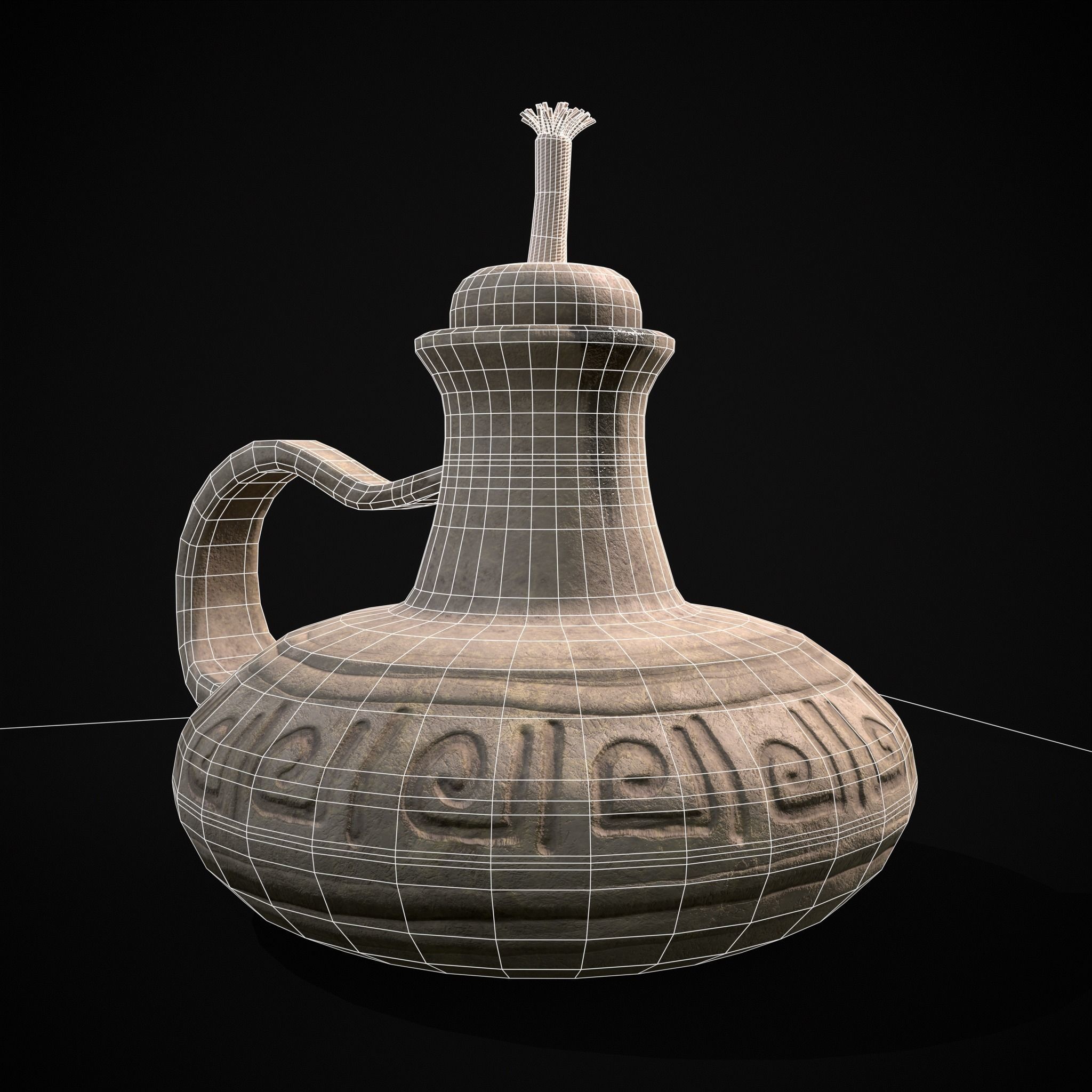 Old Oil Lamp Low-poly 3D model_2