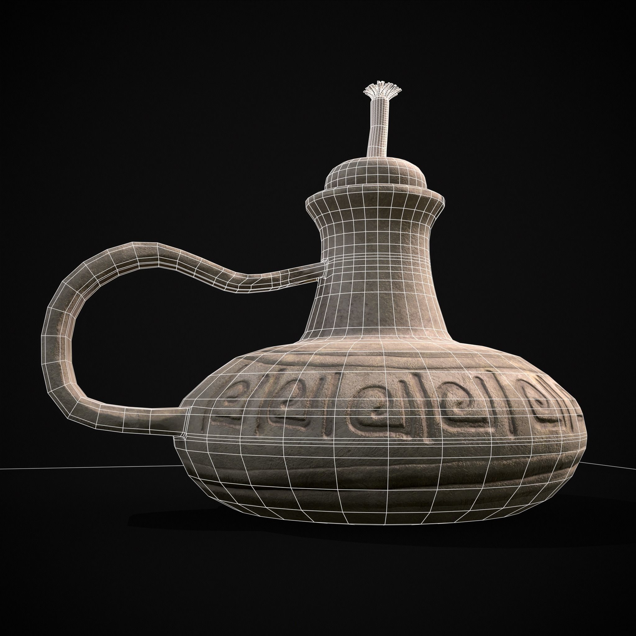 Old Oil Lamp Low-poly 3D model_16