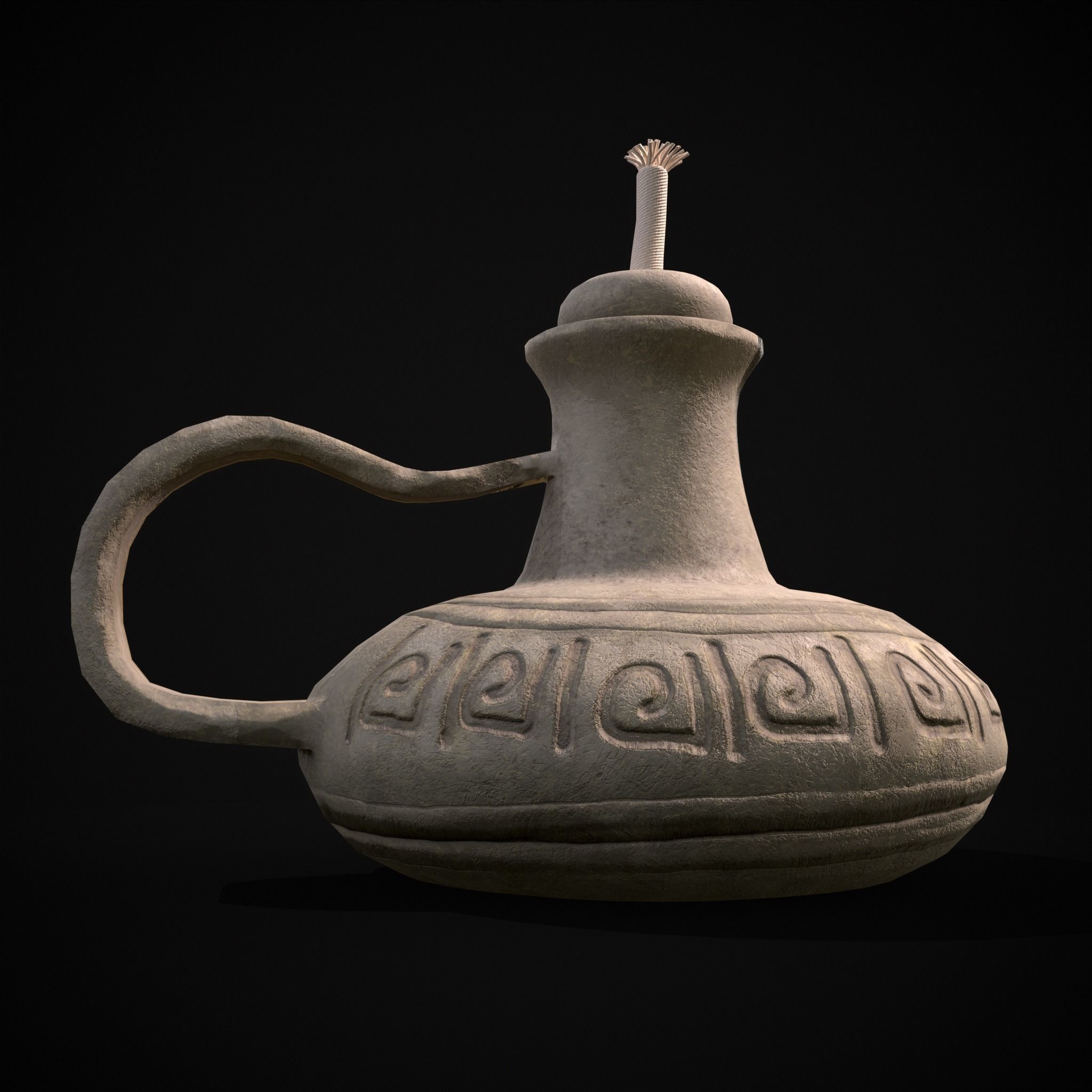 Old Oil Lamp Low-poly 3D model_15