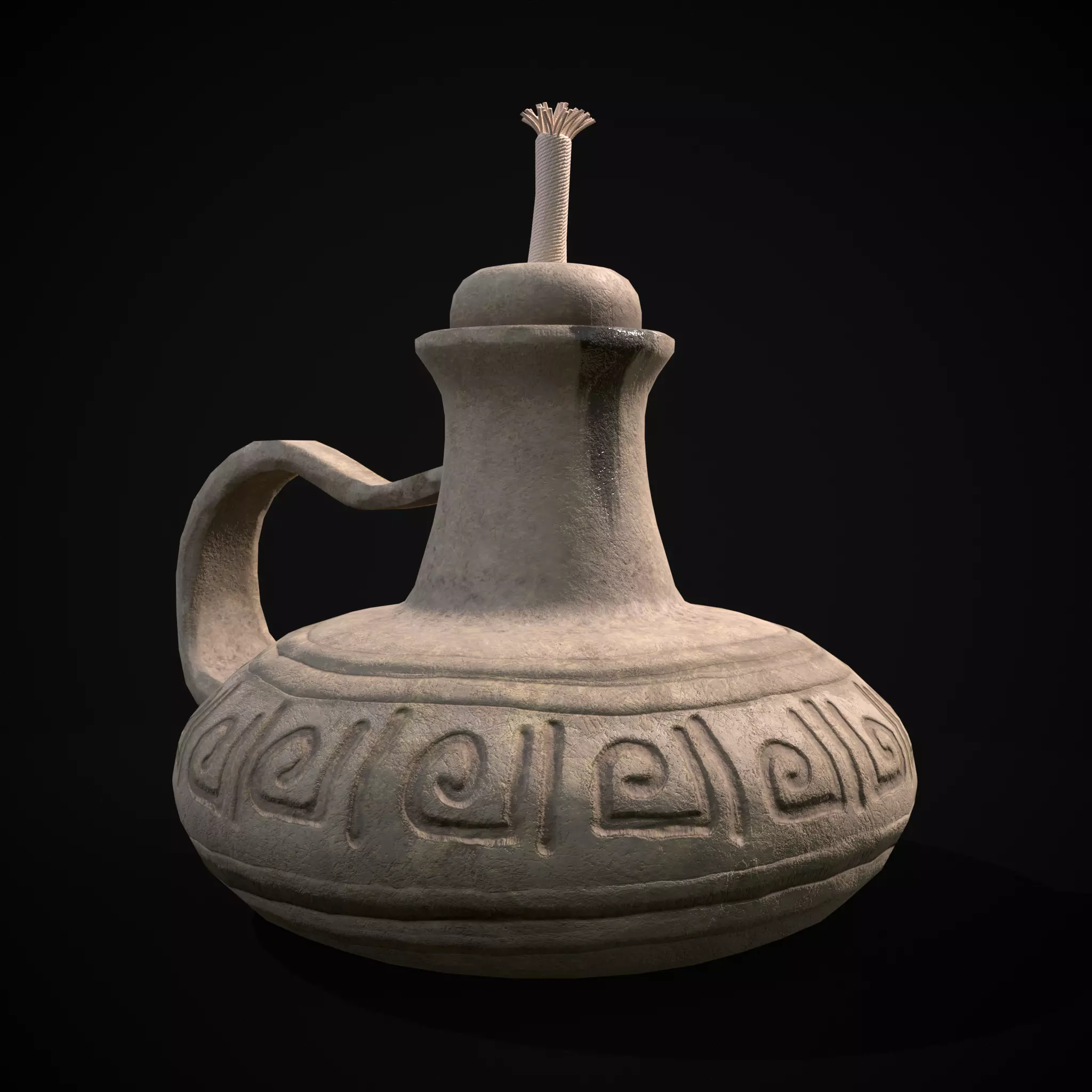 Old Oil Lamp Low-poly 3D model_0