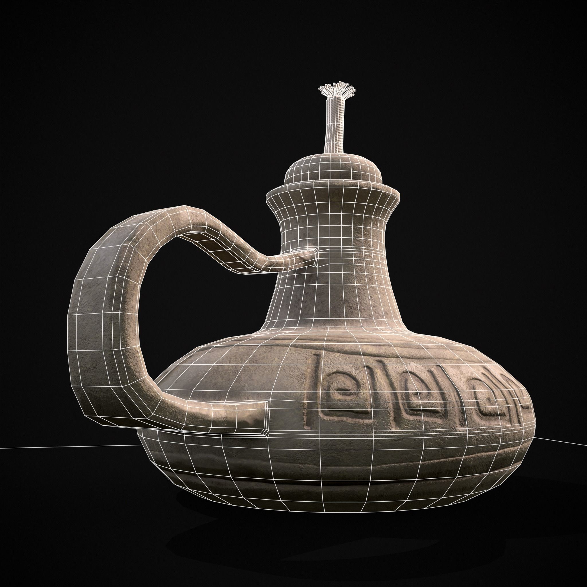 Old Oil Lamp Low-poly 3D model_14