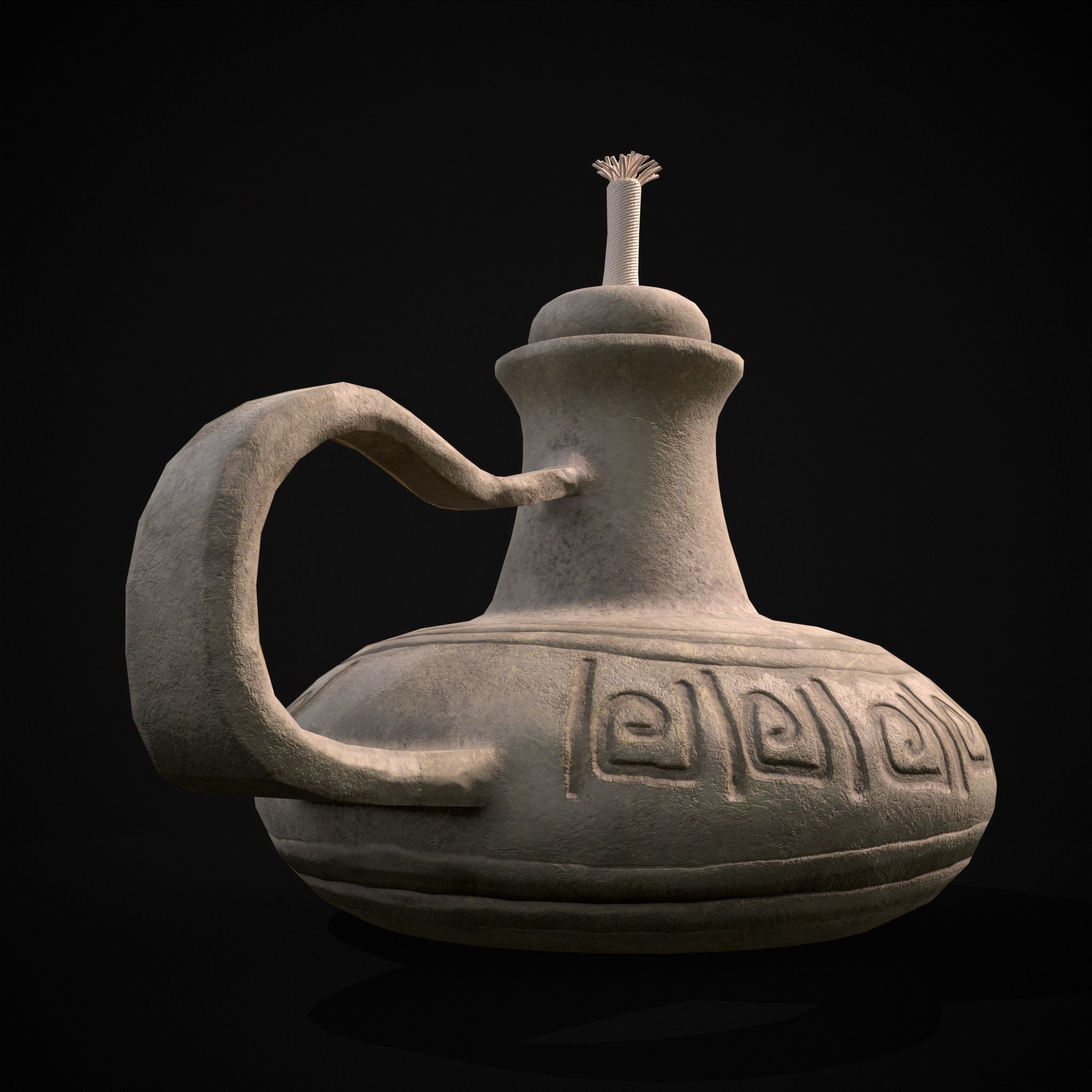 Old Oil Lamp Low-poly 3D model_13