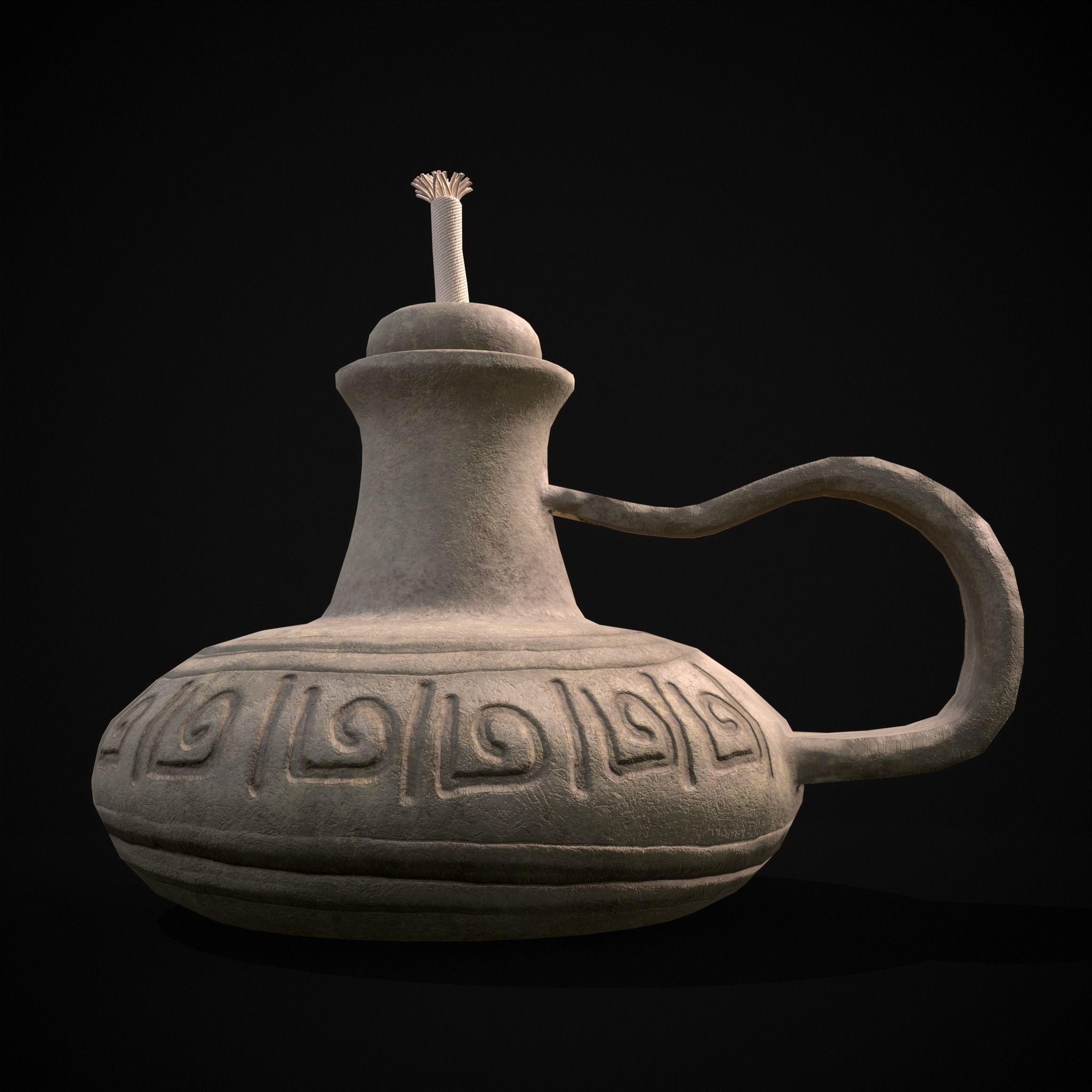 Old Oil Lamp Low-poly 3D model_9