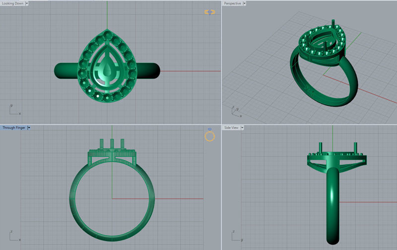 Engagement Ring with Pear Stone 3D print model 3D print model_4