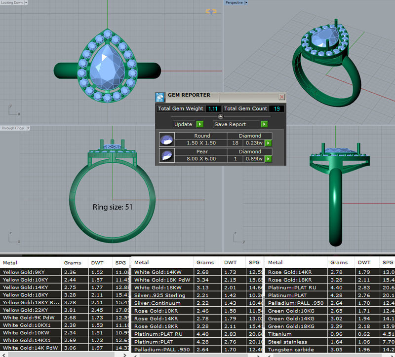 Engagement Ring with Pear Stone 3D print model 3D print model_3