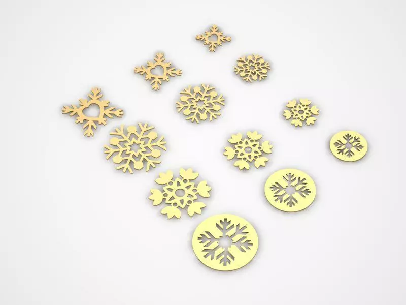 12 Pieces SnowFlake 3D print model 3D print model_0